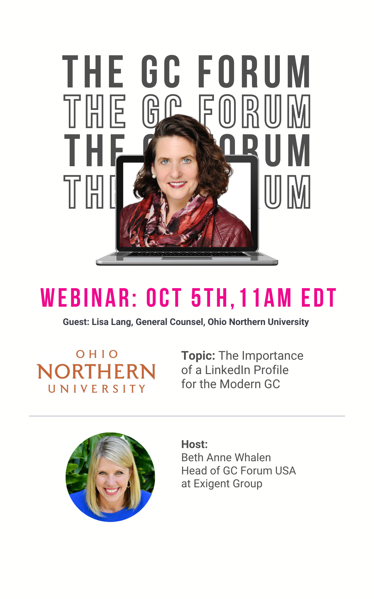 lisa lang, general counsel, ohio northern university, linkedin learning